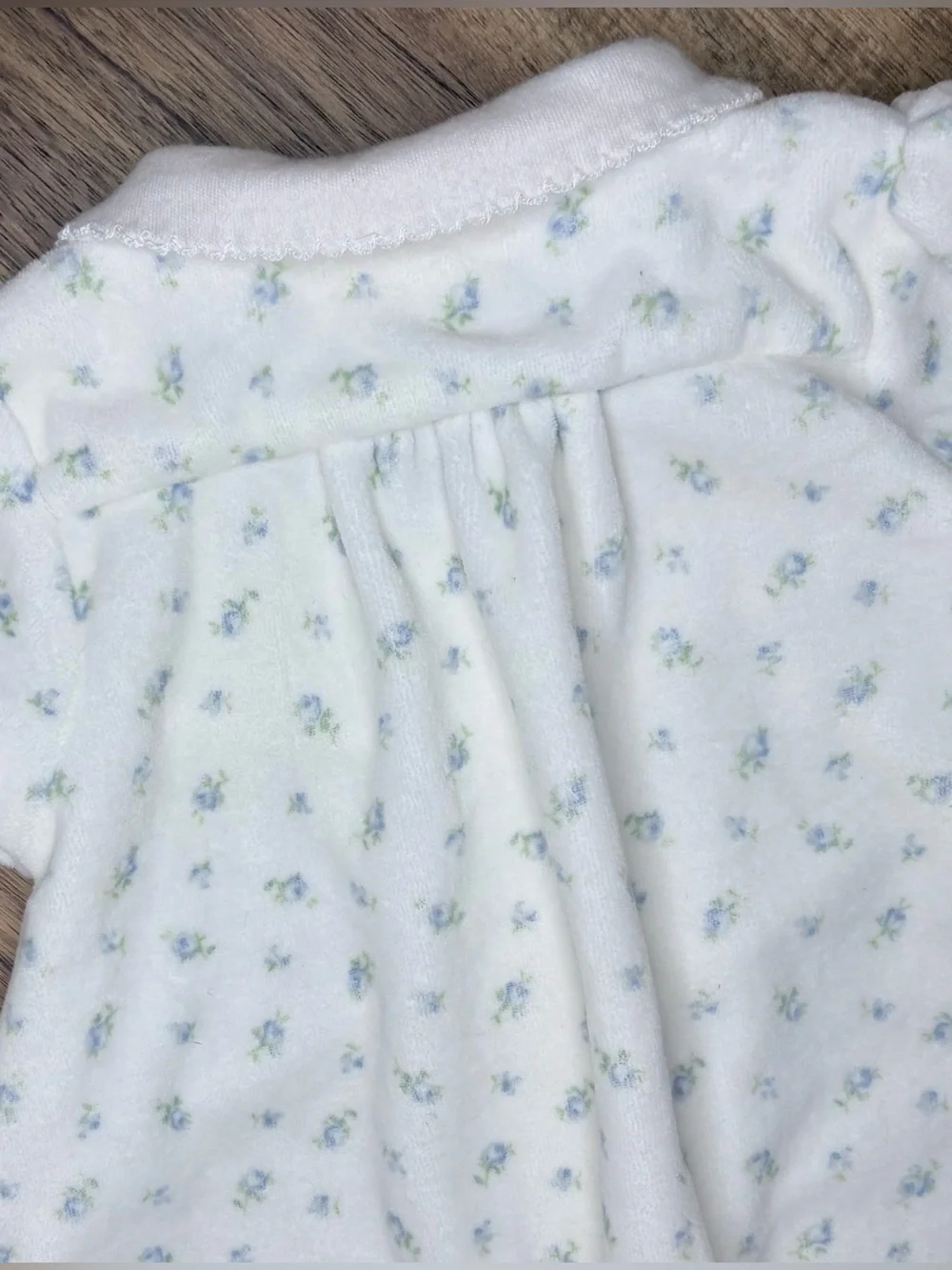 Ralph Lauren Baby Girls 3M Blue Floral Button Down Velour Dress Peter Pan Collar